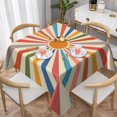 thumbnail image 1 of Colorful Boho Farmhouse Table Cloth Cream Vintage Sun Rainbow Stripes Bohemian Square Tablecloth 60 inch Rustic Washable Table Cover for Holiday Kitchen Dinning Outdoor Indoor Decoration, 1 of 5