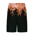 thumbnail image 4 of QQAMB Men Shorts Plus Size Flame Graphic Printed Elastic Waist Comfy Loose Summer Beach Pants with Pocekt Orange 2XL, 4 of 6