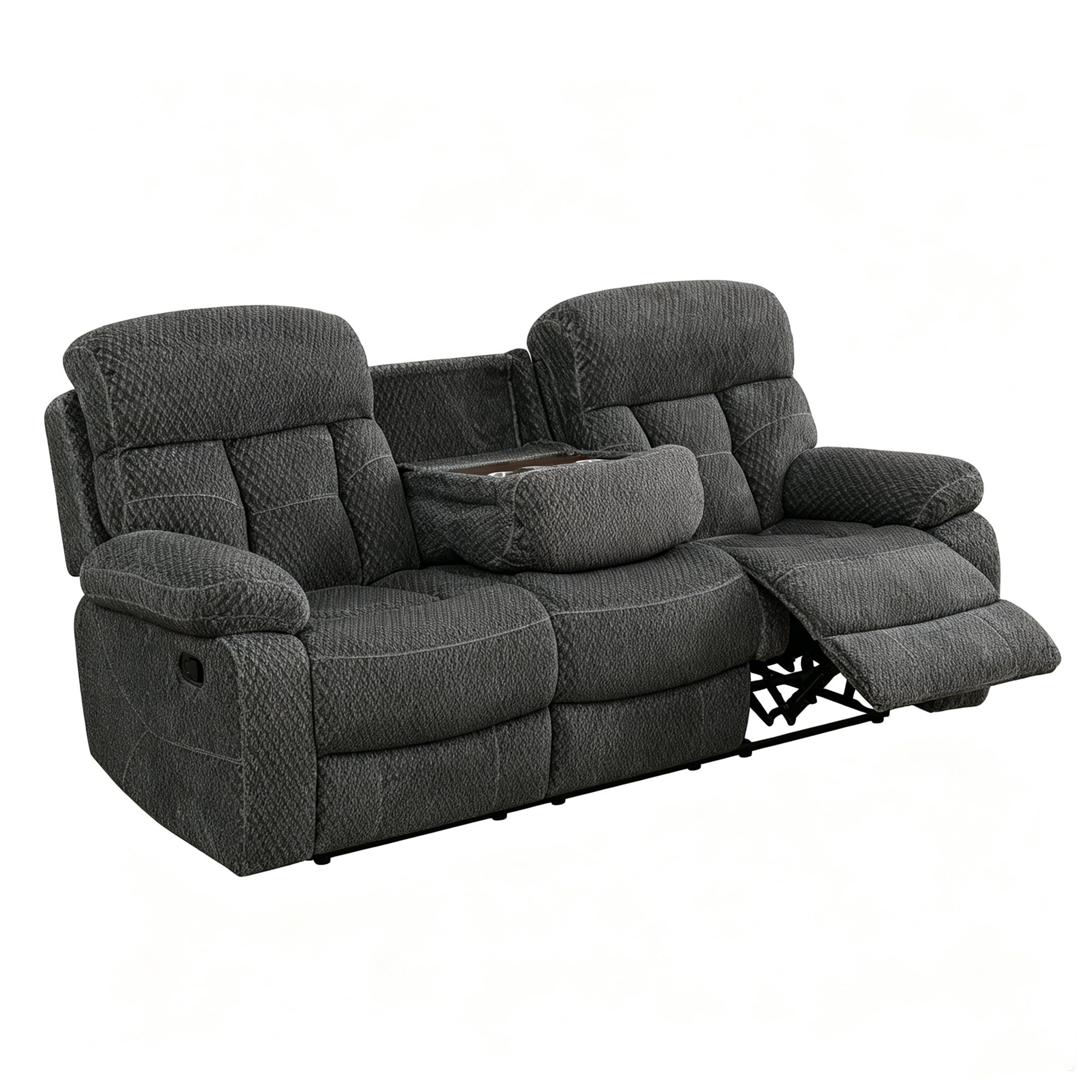 Aukfa 3-Piece Recliner Sofa Set - 87.5" 3 Seat Recliner w/ Flip Backrest Cupholder Console, Home Theater Seating, Gray