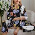 thumbnail image 6 of Pajama Sets for Women 2 Pcs, Buffalo Skull flowers Exotic Button Down Long Sleeve Sleepwear Lounge PJ Sets, 6 of 6
