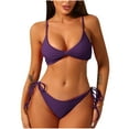 thumbnail image 2 of Bigersell String Thong Swimsuits for Women Tie Side Bikini Sets Spaghetti Straps 2 Piece Bathing Suits Purples M, 2 of 4