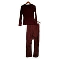 thumbnail image 2 of Calvin Klein Womens 2 Piece Fleece Pajama Set (Maroon/Logo Print, Small), 2 of 4