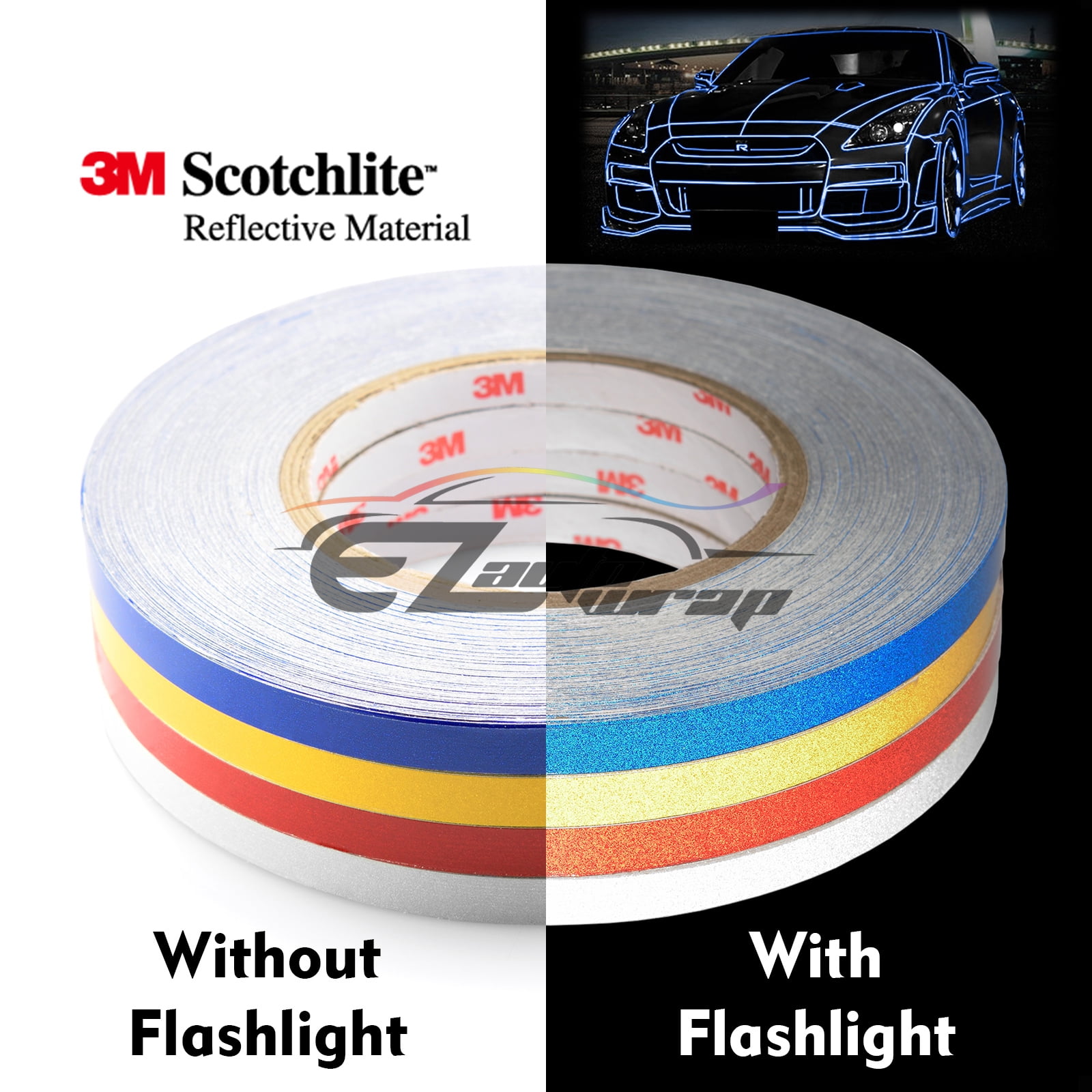 Reflective Tape Safety Self Adhesive Strip Reflector Sticker Decal 150FT 1CM 