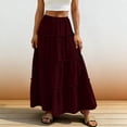 thumbnail image 2 of Diufon Womens Maxi Skirt Summer Casual Ruffle Tiered Elastic Waist Long Skirts Hollowed-out Boho Flowy Skirt, 2 of 9