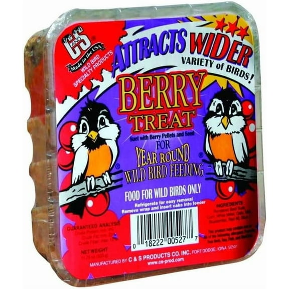 C&S Berry Treat Suet Cakes for Year Round Bird Feeding 12 Cakes