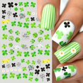 thumbnail image 4 of KOLONAMS Pegatinas para uñas de trébol, 3 piezas, arte verde, 4 of 7