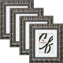 Craig Frames Bravado, 12x16 inch Antique Silver Picture Frame Matted for a 8x12 Photo, Set of 4