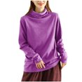 thumbnail image 2 of BSDJILFG Fall Tops for Women Dressy Cowl Neck Shirt Long Sleeve Knitted Cotton Turtle Neck Pullovers, 2 of 6