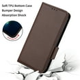 thumbnail image 5 of Wallet Case for iPhone 14 Pro Max 6.7 Inch, Soft Silicone Lychee Pattern PU Leather Shockproof Flip Cover with Card Slots Holder Magnetic Clasp Lock Drop Resistant Kickstand Phone Case,Brown, 5 of 5