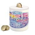 thumbnail image 1 of Hamsa Piggy Bank, Ornamental Shape Pattern Eye Protection in Vibrant Watercolors, Ceramic Coin Bank Money Box for Cash Saving, 3.6" X 3.2", Aqua Pink Purple, by Ambesonne, 1 of 4