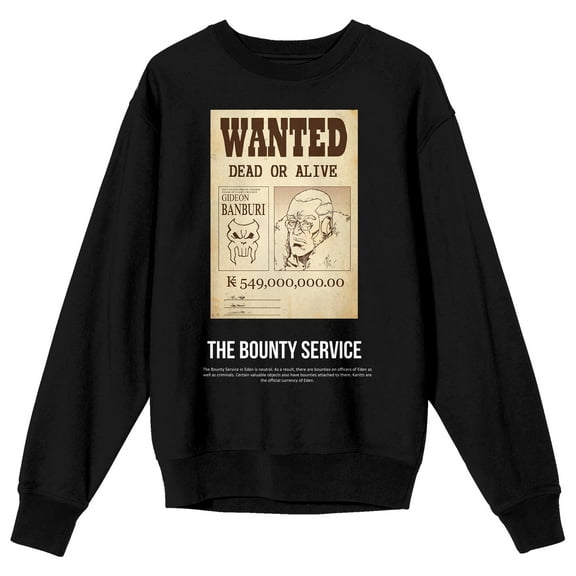 Saturday AM Apple Black Wanted Poster Gideon Banburi Adult Black Crew Neck Sweatshirt - Medium