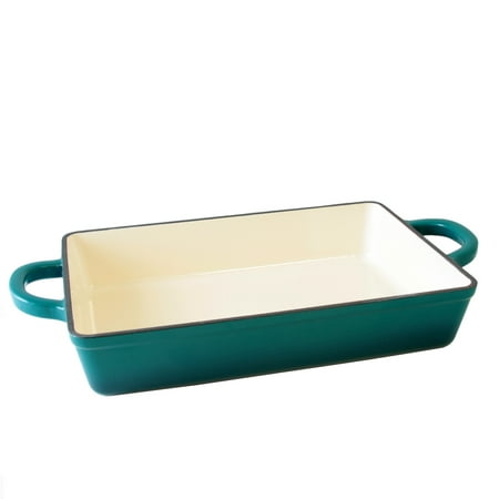 Crock Pot Artisan Enameled Cast Iron Rectangular Lasagna Pan in Teal Ombre