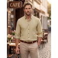 thumbnail image 3 of Long Sleeve Oxford Shirts for Mens Casual Button Down Dress Shirt Work Business Solid Shirts Khaki, 3 of 9