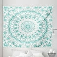 thumbnail image 1 of Aqua Tapestry, Mandala Tie Dye Effect Floral Leaves Seem Design Image Art Print, Fabric Wall Hanging Decor for Bedroom Living Room Dorm, 5 Sizes, Sea Green White, by Ambesonne, 1 of 1