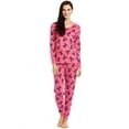 thumbnail image 2 of Leveret Womens Two Piece Cotton Pajamas Pink Skulls L, 2 of 2