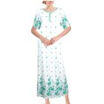 thumbnail image 1 of Chemin de Moda Women's Short Sleeve Button Front Love Print Floor-Length Long Nightgown, 1 of 4
