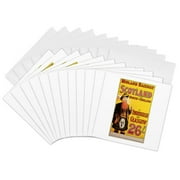 3dRose, Vintage Midland Railway to Scotland and North England Train Travel Poster, 12 Greeting Cards with envelopes