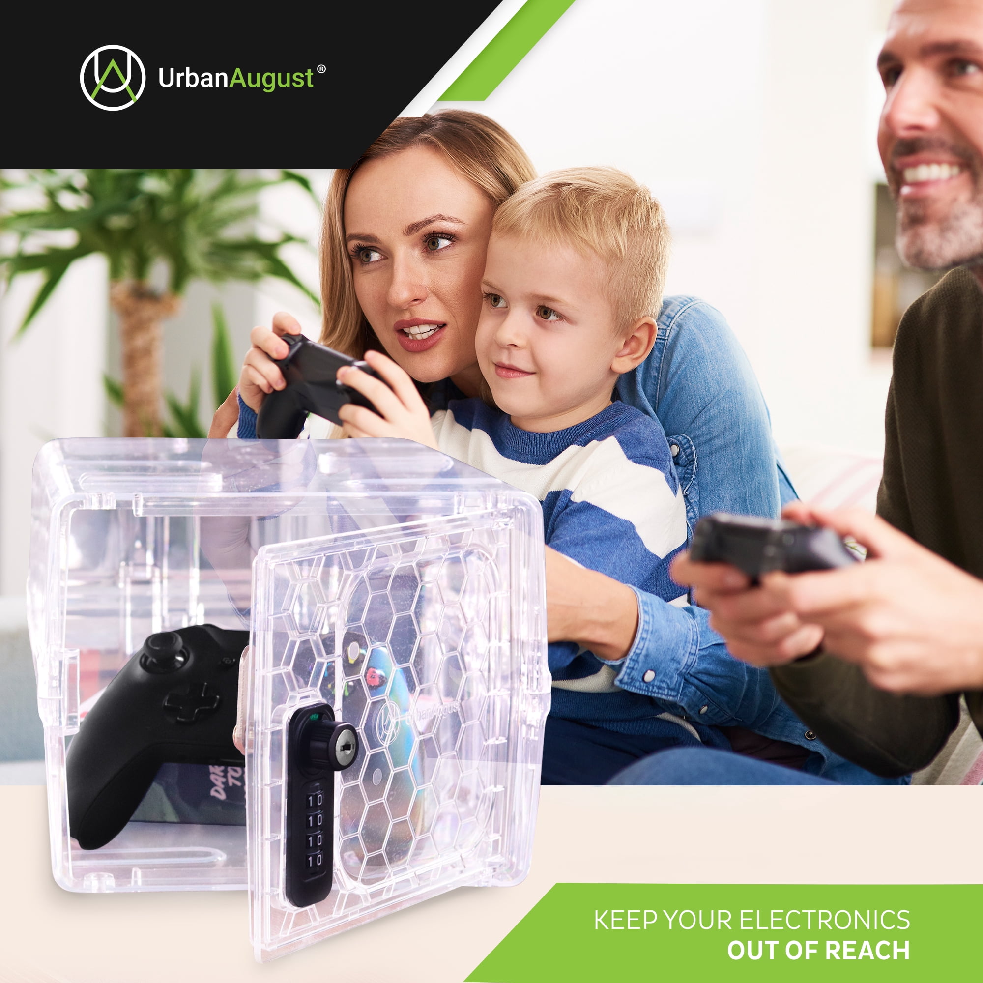 Urban August Lock Box for Food & Medicine – Dual Combination & Keyed Lock Box – Industrial-Grade Plastic – One Size (Clear)