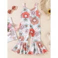 thumbnail image 3 of Gzhioc Toddler Girls Summer Casual Sling Jumpsuit Sleeveless Floral/Plaid Print Suspender Flared Pants,1-5 Years, 3 of 8