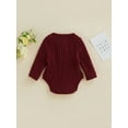 thumbnail image 4 of hirigin Baby Knit Romper, Long Sleeve Crew Neck Solid Fall Winter Bodysuit for Girls Boys, 4 of 8