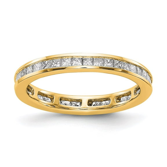 14K Yellow Gold Ring Band Eternity Diamond Square Polished 1ct Princess Channel Set