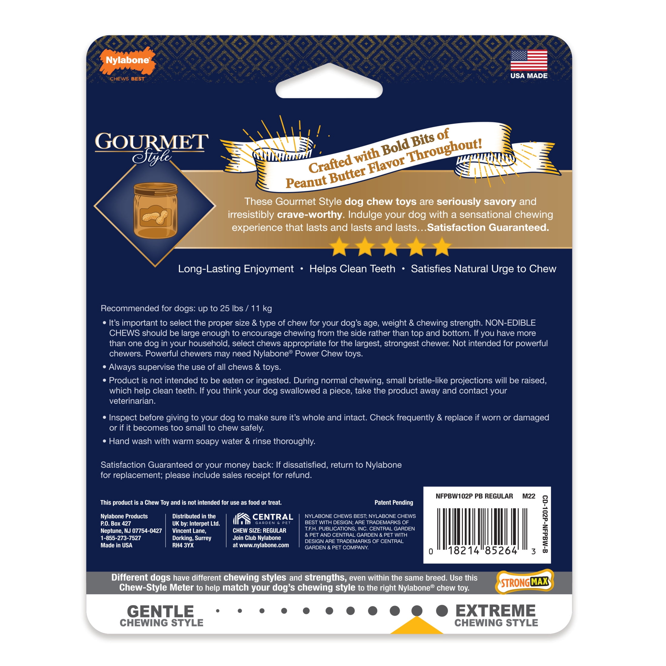 (2 pack) Nylabone Gourmet Style Strong Wishbone Dog Chew Toy Peanut Butter Small/Regular - up to 25 Ibs.