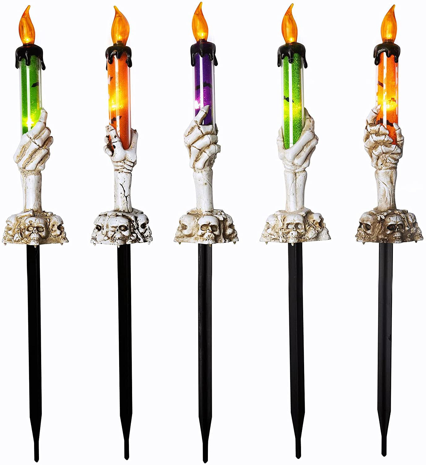 Halloween Candle Light Stakes, 5 Pack Skeleton Hands Hold Lighted Candle  Pathway Makers, Light Up Figurine for Indoor Outdoor Holiday Party -  Walmart.com