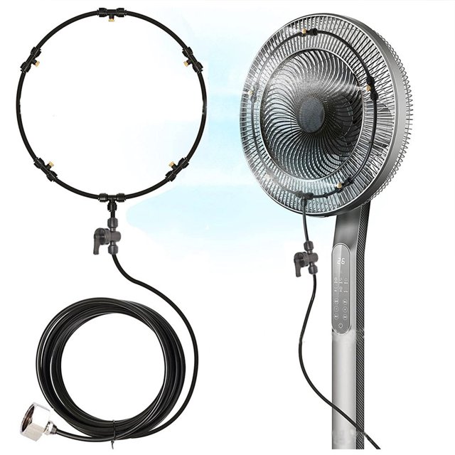 Langgg Fan Misting Cooling System Kit Outdoor Cooling Have Long Service Life Not Rust Plastic coil