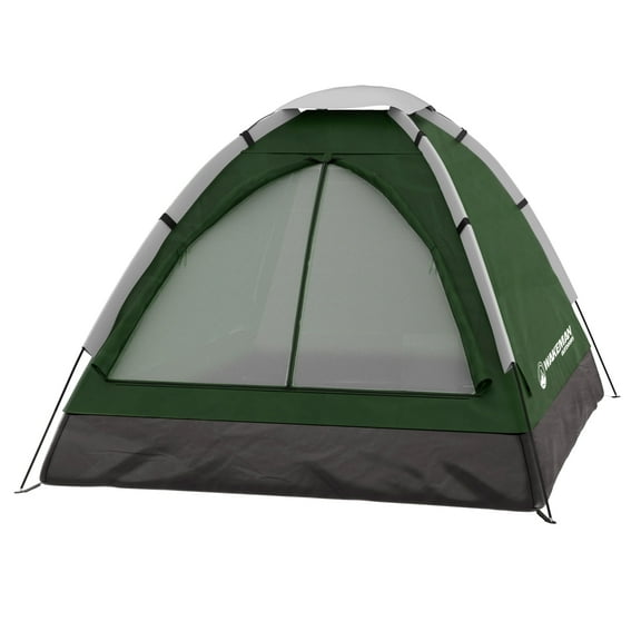 Wakeman Outdoors 2 Person Camping Tent with Rain Fly and Carry Bag for Camp Festivals or Beach, Green