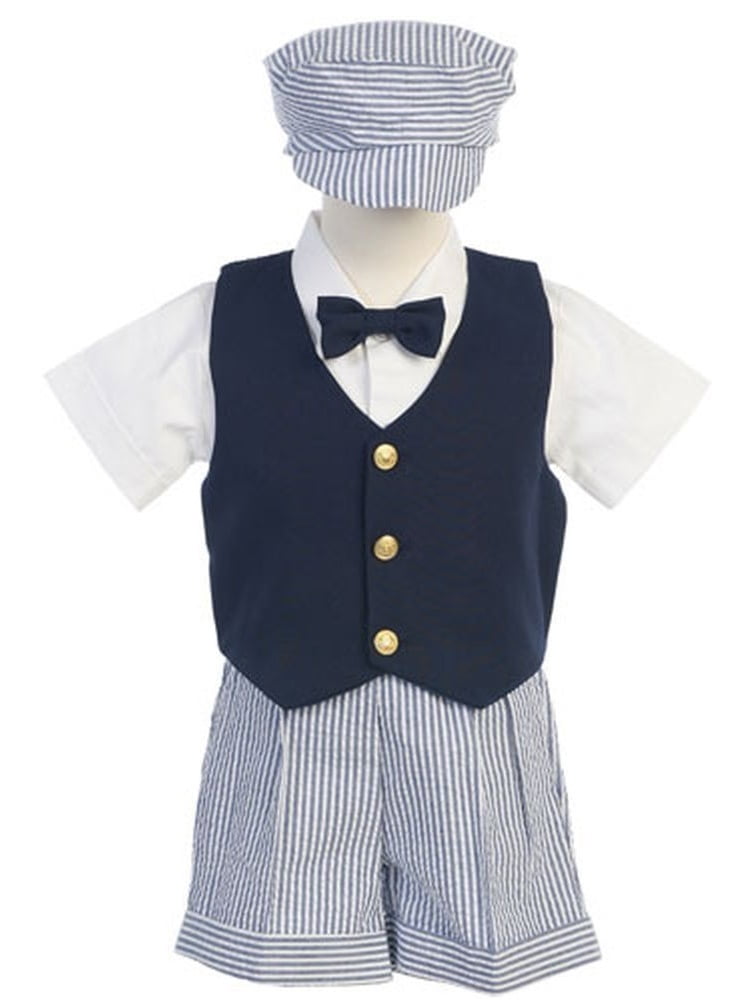 Lito Baby Boys Light Blue Eton Short Formal Ring Bearer Easter Suit 6-24M