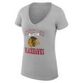 thumbnail image 2 of Women's G-III 4Her by Carl Banks Heather Gray Chicago Blackhawks Super-Slim Fit Lightweight Team Logo Graphic V-Neck, 2 of 3