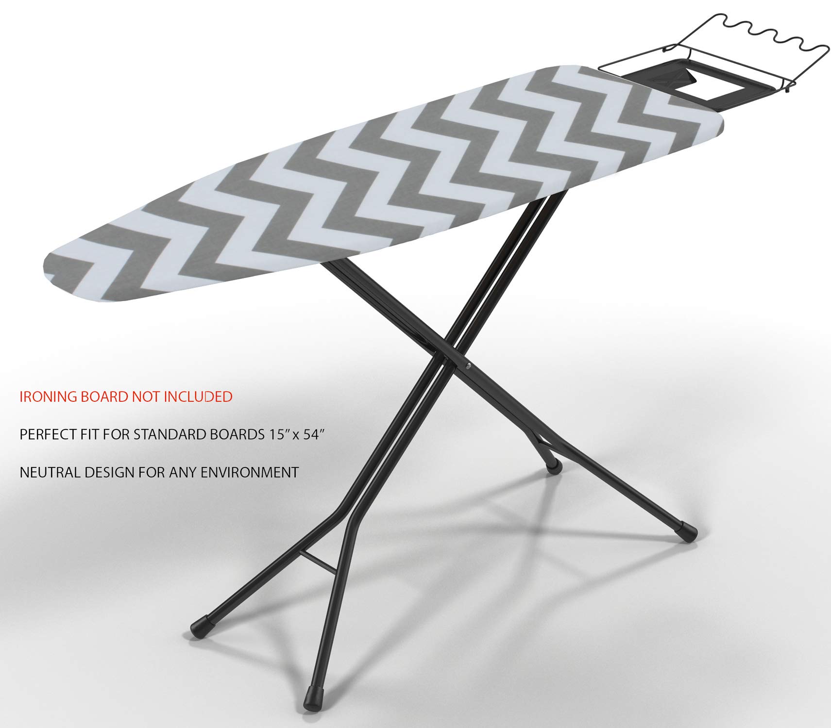 Balffor Balffor Ironing Board Cover And Pad Standard Size Silicone Coated - Scorch Proof Trifusion Iron Board Cover With Bonus Adjustable Fasteners And Protective Mesh (White And Grey, 15" X 54") Hom - image 2 of 7
