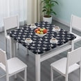 thumbnail image 3 of Blue Cartoon Unicorn Flower Pattern Square Fitted Tablecloth with Elastic Edge,Square Table Cover,Washable Elastic Table Cover for Home Kitchen Party Decor 34"x34", 3 of 6