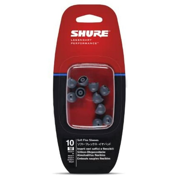 Shure EASFX1-10M Medium Soft Flex Sleeves (10 Included/5 Pair) for SE115, SE315, SE425 & SE535 Earphones (Black)