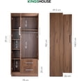 thumbnail image 3 of Ropero Closet Armario Café de Madera con 3 Puertas y Cajones Organización Almacenamiento de Ropa Minimalista Basic Hogar, 3 of 7