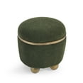 thumbnail image 5 of Hassch Round Ottoman with Storage, Loop Yarn Fabric Upholstered Storage Bench with Cushioned Seating for Bedroom, Living Room, 18.11"L x 16.14"W x 18.5"H, Dark Green, 5 of 8