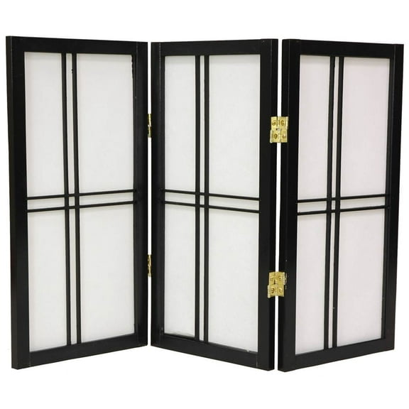 Red Lantern 2 ft. Short Desktop Double Cross Shoji Screen - Rosewood - 3 Panels