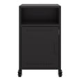 Black Bedside Cabinet - Cold Rolled Steel Nightstand with Wheels - 14.2 ...