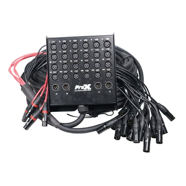 ProX XC-SB244XLR100 100 Ft. XLR Stage Recording Extension Box Snake 24 XLR-F Send Inputs 4 XLR-M Effects Return