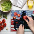 thumbnail image 3 of Teen Room Cutting Board, Man on Motorcycle Riding American Flag Backdrop National United States Grunge, Decorative Tempered Glass Cutting and Serving Board, Large Size, Multicolor, by Ambesonne, 3 of 5