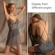 thumbnail image 4 of Ropa de dormir con cuello en V para mujer Camisón sin espalda de encaje satinado Perspectiva sexy Pijamas Ropa de dormir - Gris, 4 of 6