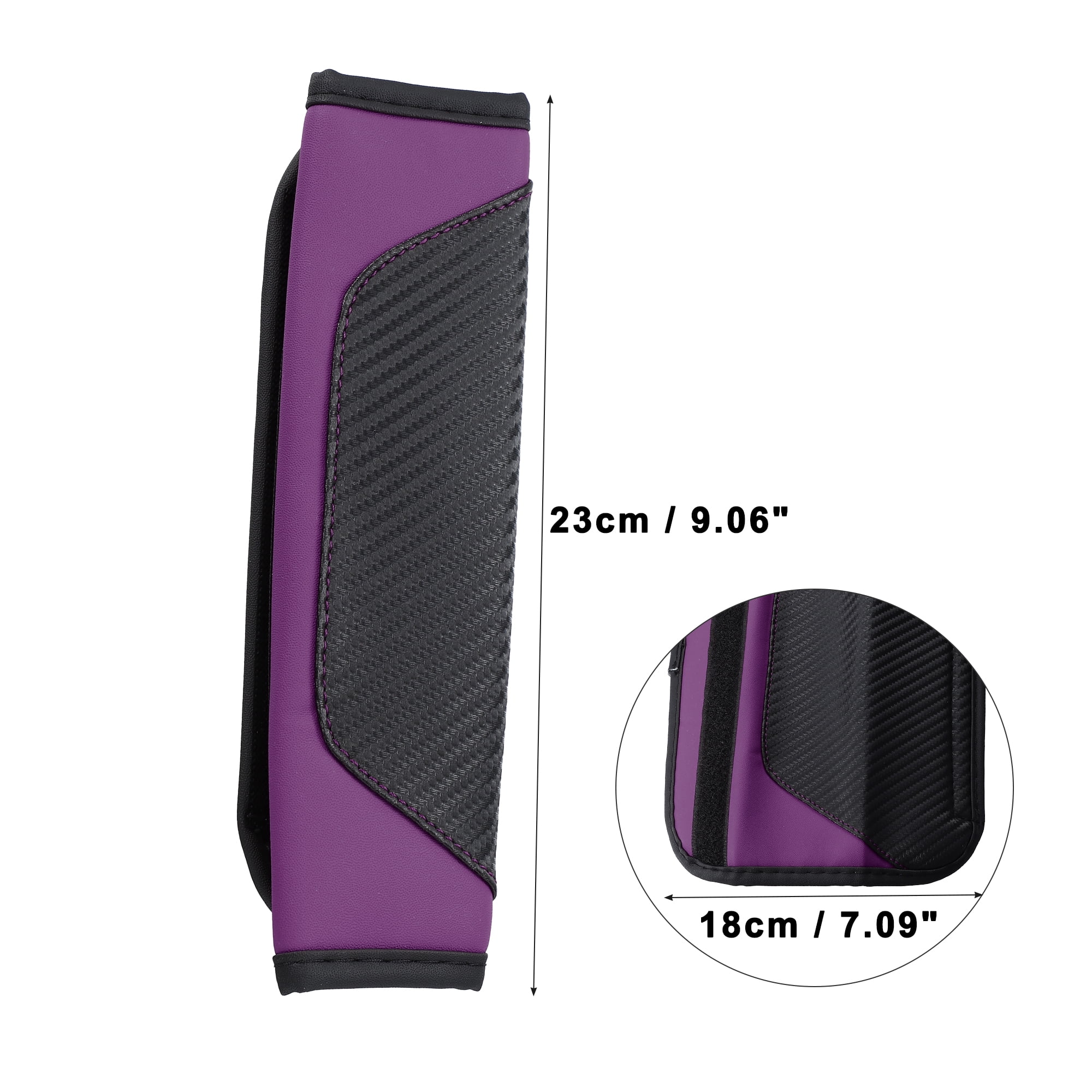 Unique Bargains Purple Car Seat Belt Cover Carbon Fiber Leather