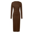 thumbnail image 4 of 2025 Vestido largo ajustado de color liso para mujer: poliéster, cintura imperio, temperamento elegante, lavable a máquina, tallas S-L, contorno de pecho 76-100 cm, 4 of 6