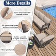 thumbnail image 2 of Kullavik  Aluminum Outdoor Patio Furniture with Curved Armrests & Firepit Table 10 seats - Khaki, 2 of 5