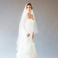 thumbnail image 7 of 2 Tier Wedding Bridal Veil with Comb White Ivory Cut Edge Waltz Length, 7 of 7