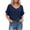 Dark Blue, variant on Womens Gauze Tops Summer Casual Short Sleeve V Neck Cotton Linen Blouse Solid Color Textured Tunic Tees