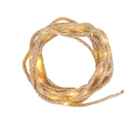 Natural Jute Rope LED String Lights Vintage Rope Lights Battery Operated Decorative Light For Wedding Bedroom Patio Holiday Party