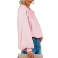 thumbnail image 4 of ZANZEA Chemises Décontractées en Soie à Manches Bouffantes à Col Rond pour Femmes, Blouse de Boîte de Nuit, Hauts, 4 of 11