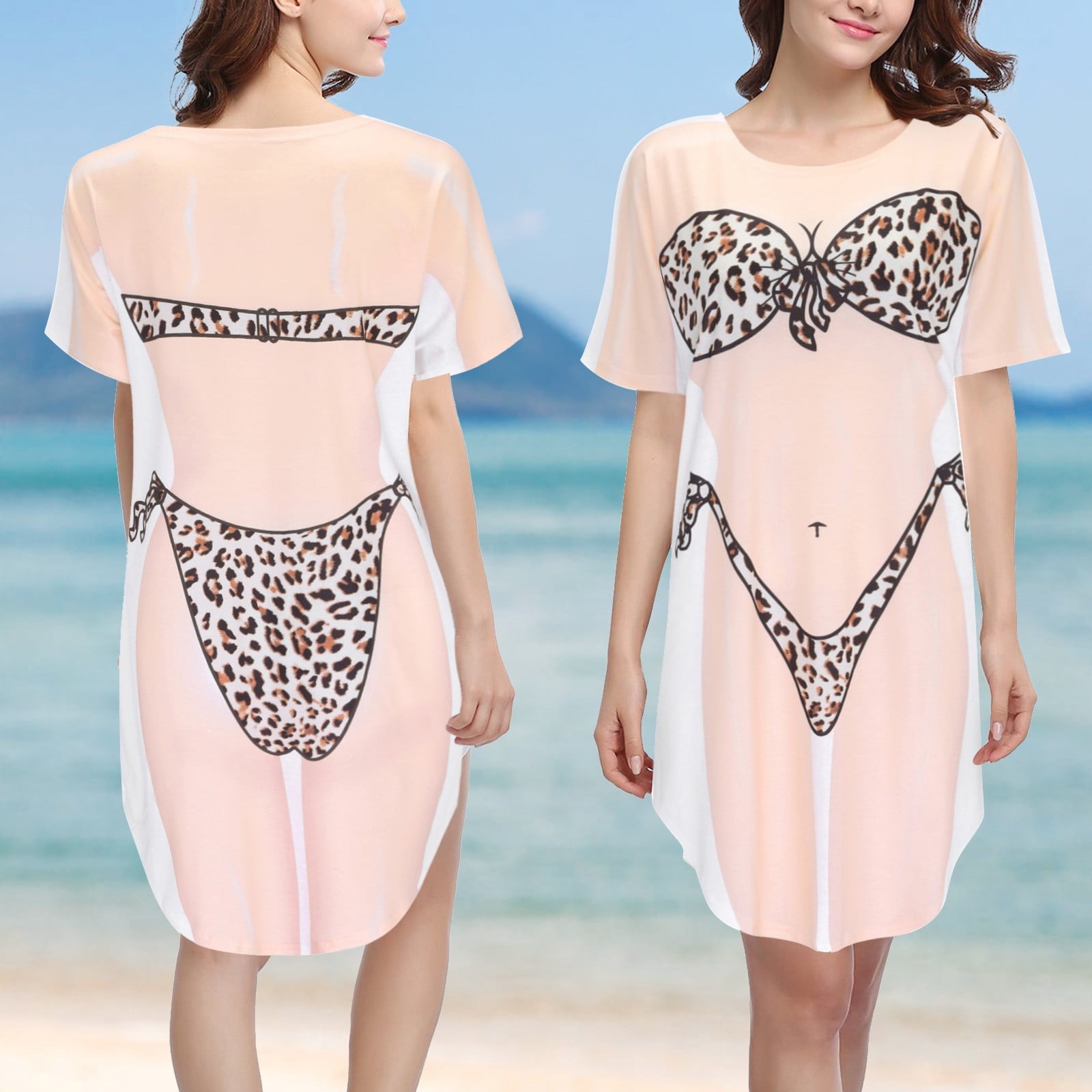 Shirt Short Sleeve Loose Swimwear Cover 