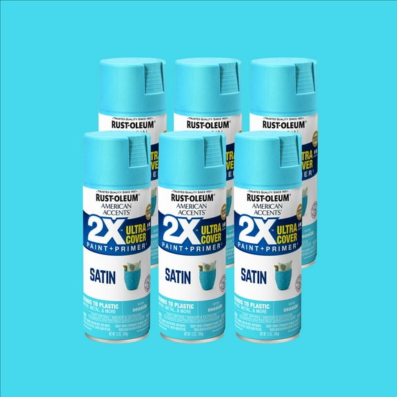 6 Pack, Seaside Rust-Oleum American Accents 2X Ultra Cover Satin Spray Paint-327939, 12 oz